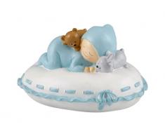Mopec Y177.3 Figurine pour gâteau Tirelire Motif bébé sur Coussin Bleu 16 x 10 x 14 cm