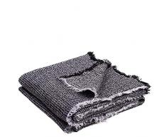 Plaid Medley - Plaid Doux en Lin - Plaid Bicolore avec Franges en matÃ©riaux naturels - 130 x 180 cm - par Zoeppritz Depuis 1828, Lin, 980 Black, 130x180cm