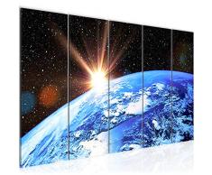 Tableau decoration murale Terre bleue 200 x 80 cm - XXL Impression sur Toile Salon Appartment 5 Parties - prÃªt Ã accrocher - 601055a