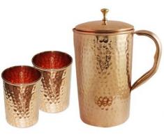 Stylla London martelÃ© Style Cocktail Carafe avec Couvercle et 2Â Verres, Cuivre, 12Â x 12Â x 20Â cm