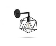 LIFA LIVING Applique murale intérieur noire LED éclairage E27, 60 W, Lampe murale industrielle Géométrique Design et Moderne, Veilleuse en métal 27 x 17 x 31 cm
