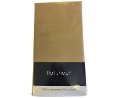 Rapport Facile dentretien Infroissable Drap Plat, Coton Polyester, Naturel, King