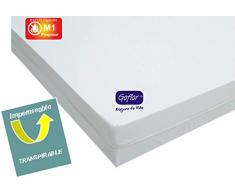 GOFLOR BASSIC Housse de Matelas Ignifuge pour Cigarette, imperméable, Respirante, pénétration Anti-acariens et Anti-punaises, Blanc, 90 x 190 x 15/22 cm
