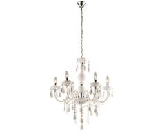 Lustre chrome, dÃ©cor acrylique blanc, D:670, H:1660, excl. 6xE14 40W 230V