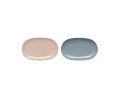 Denby Monsoon Collectez Lot de 2Â Petits Plats, Mixtes, Lot de 2, Porcelaine, Bleu/Rose, 28.5 x 18 x 2.5 cm