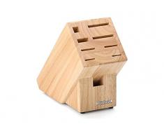 Continenta Bloc Ã Couteaux en Bois dhÃ©vÃ©a avec Fentes pour 7 Couteaux, Fusil et Ciseaux 22 x 11,5 x 22 cm (sans Couteau)