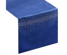 Eurofirany Chemin de Table en Velours avec Pierres en zircone Bleu Marine 35 x 180 cm