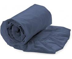 Heckett Lane Drap Housse 100 % Satin de Coton mako 90 x 200 + 35 cm Steel Blue
