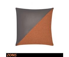 ZONS Coussin Design Simili Cuir 45x45cm + Rembourrage 480g Coussin Voiture Coussin canapé Oreiller Look Cuir(6 Couleurs à Choisir) (Orange)