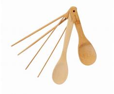 KitchenCraft World of Flavours Lot de 4 ustensiles de cuisine japonais pour poêles antiadhésives, bambou