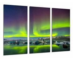Tableau Moderne Photographique, Impression sur bois, Aurores borÃ©ales, ciel vert, 97 x 62 cm, ref. 26589