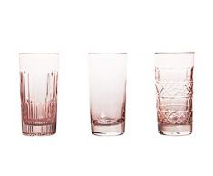 Crystaljulia 14690 Lot de 3 verres à long drink en cristal de plomb Rose clair