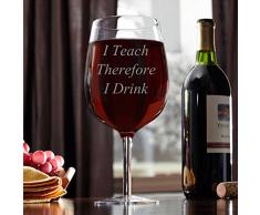 Derwent Laser Craft I Teach Donc I Drink â gravé Verre à vin
