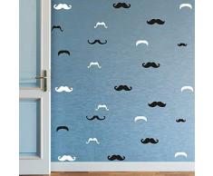Wallflexi Moustaches Amovible Autocollant Maison Bureau Décoration Mural Autocollants, Vinyle Noir Blanc
