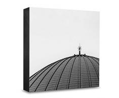 COGNOSCO HG-D103 Tableau Mural en Bois avec Photo darchitecture Düsseldorf Noir/Blanc 15 x 15 cm