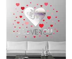 Walplus Sticker Mural Lover & Miroir mosaÃ¯que Art avec Coeurs Saint-Valentin Cadeaux Autocollant Mur Amovible Autocollants, Multicolore, 120Â x 100Â cm