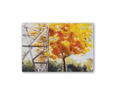 CUADRIMAN Abstrait et paysages Tableau Arbre électrique, Bois, Ocre et Gris, 90 x 60 cm