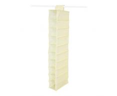 Anika Organiseur de Rangement à Suspendre pour Armoire 10 Poches avec Boucle de Fixation sur Le Dessus, Tissu, crème, 10 Shelf