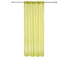 HomeMaison Voilage à Fines Rayures Tissées, Polyester, Anis, 240x140 cm