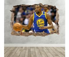 Wall Decor 247 Sticker Mural 3D Kevin Durant Joueur de Basket-Ball brisÃ© pour Chambre de garÃ§on â Grand Paysage 70 cm x 50 cm