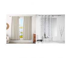 AmazonBasics Tringle Ã Rideau avec Embouts Ronds, 180 Ã 360 cm, Nickel & Douceur dintÃ©rieur Panneau a Oeillets 140x240 cm Voile Argent Infinity Blanc