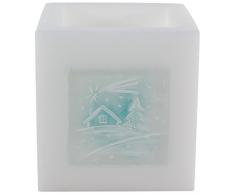 Magic Candle World Lanterns Lampe Lanterne avec verre FUSING DÃ©corations, blanc, 11,5Â x 11,5Â x 11,5Â cm