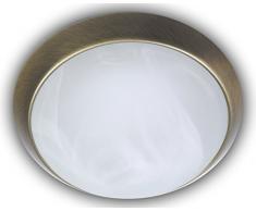 Niermann Standby A + +, Plafonnier, bague dÃ©corative laiton vieilli, LED, Type AlbÃ¢tre, Verre/mÃ©tal, alabaster art, 30 x 30 x 11 cm