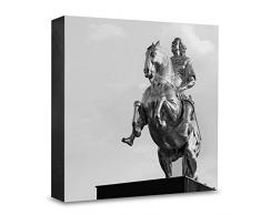 COGNOSCO HG-DD115 Tableau Mural en Bois avec Photo darchitecture Motif équitation dorée Noir/Blanc 15 x 15 cm