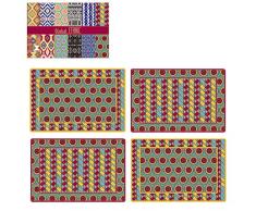 Easy Life 172GEZA POCHETTE DE 4 SETS DE TABLE SOUPLE 45X30CM EN PPE GLOBAL ETHNIC ZANZIBAR, Multicouleur