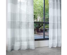 HomeMaison Voilage à Rayures Horizontales Polyester, Gris, 240x140 cm