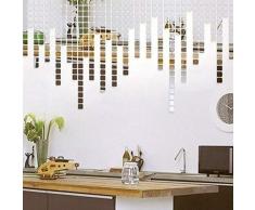 Walplus Miroir Décoration Murale Mosaïques Autocollant Mural Amovible Autocollant Mural Décalques Vinyle Maison Décoration DIY Vivant Chambre Bureau Décoration Chambre DEnfants, Argent