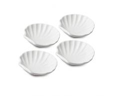 WM TSET112 Bartleet & â¿Sons 1750 Lot de 4 plats traditionnels en porcelaine Motif coquillage Blanc 10 cm
