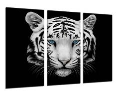 Tableau Moderne Photographique, Impression sur bois, Tigre blanc, animaux, 97 x 62 cm, ref. 26309