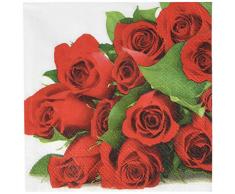 Home Fashion Serviettes de Table Motif Bouquet de Roses Rose 25 x 25 cm Taille Unique