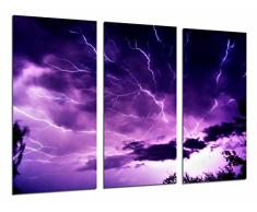 Tableau Moderne Photographique, Impression sur bois, Tempête de paysage dans les rayons du ciel, violet, 97 x 62 cm, ref. 26798