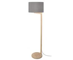 Tosel 51458 Lampadaire, Bois/Abat Jour Tissu, E27, 40 W, Gris, 40 x 168 cm