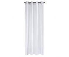 Eurofirany Rideau Ã Oeillets Ã Pompons Transparent Transparent, Polyester, Blanc, 140X250cm