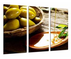 Tableau Moderne Photographique, Impression sur bois, Bar, Restaurant, Olives vertes, Huile dolive, 97 x 62 cm, ref. 26898