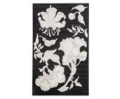 Vallila Bellagio Tapis de Salon Moderne en Viscose Motif Floral Noir 68 x 110 cm