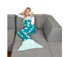 Kanguru Sirena by Couverture Plaid Sirène Kids Fillettes, Jeunes Filles, en Polaire Douce. Longue 135 cm, 100% Polyester, Turquoise, Unique, 100