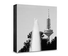 COGNOSCO HG-F113 Tableau Mural en Bois avec Photo darchitecture Frankfurt et ginnheimer Noir et Blanc 15 x 15 cm