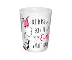 infinite by GEDA LABELS 15906Â Licorne Attend dÃ©jÃ Tasse en Porcelaine Mug en V Env. 300Â ML, Blanc/Rose, 8,5Â x 8,5Â x 10Â cm