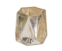 EUROCINSA Réf. 19151 Bougeoir Hexagonal en Verre Couleur Or 9,5 x 9,5 x 10,5 cm. 6 pièces, doré, Taille Unique.
