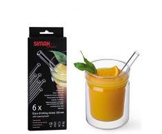 Bohemia Cristal 093 006 166 SIMAX 6 Pailles droites en verre borosilicate résistant à la chaleur 15,0 cm