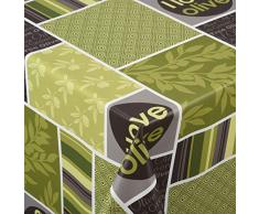 Venilia Rectangle Nappe I Love Olive Linge de Table Toile cirée Maintenance réduite hydrophobes, Polyester, PVC, rectangulaire, 140 x 160 cm, 55060, 140 x 160 cm