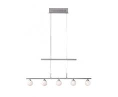 Java-exclusiv 55151 pendule halogÃ¨ne, verre, 5 ampoules nickel mat/chromÃ©