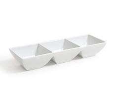Jimena Triple bol en porcelaine pour apÃ©ritifs sucrÃ©s Ã©crous plateau plateaux compartiments 10,5/27,5 x 9,5 x 4,5 cm ? Lot de 2