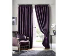 Rideaux imitation soie INTERLINED de luxe à tête flamande doublé Aubergine (violet Prune 90 x 72 cm