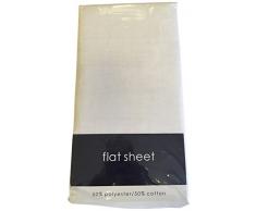 Rapport Facile dentretien Infroissable Drap Plat, Coton Polyester, Blanc, Double