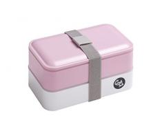 Premier Housewares sans tête Tub Lunch Box avec 2 récipients et Couverts, Plastique, Rose Clair, 11 x 18 x 9.5 cm